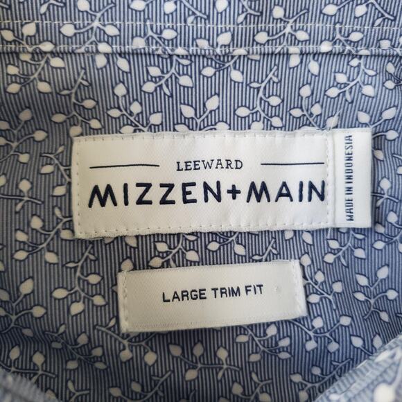 Mizzen+Main Leeward Shirt Mens Large Blue Short Sleeve Trim Fit Performance - Picture 4 of 10